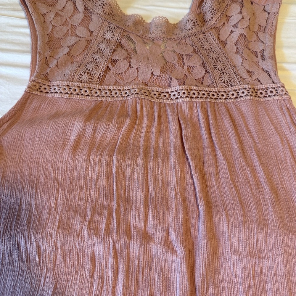 Boho Lace Trimmed Mauve Dress